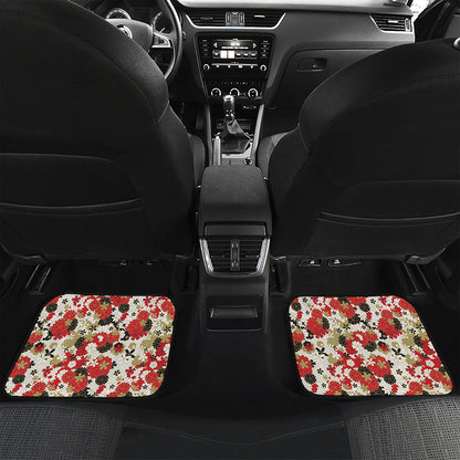 Floral Kimono Pattern Print Front and Back Car Floor Mats