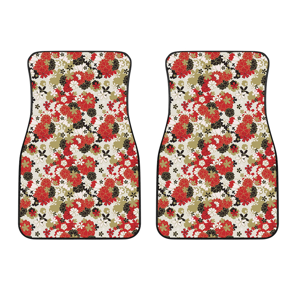 Floral Kimono Pattern Print Front Car Floor Mats