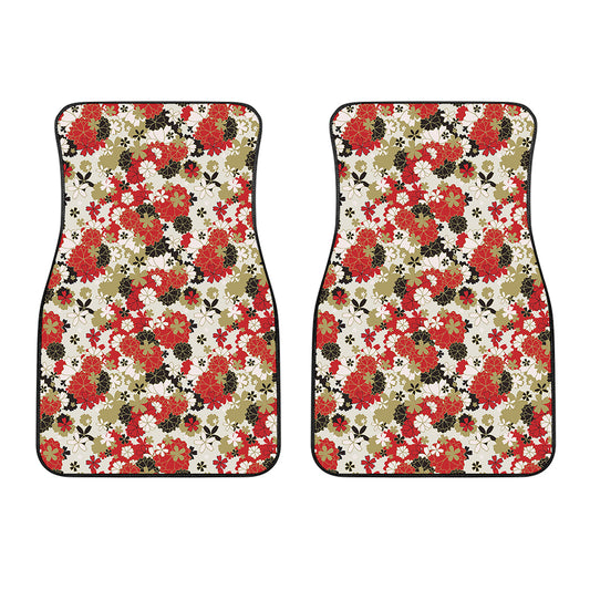 Floral Kimono Pattern Print Front Car Floor Mats