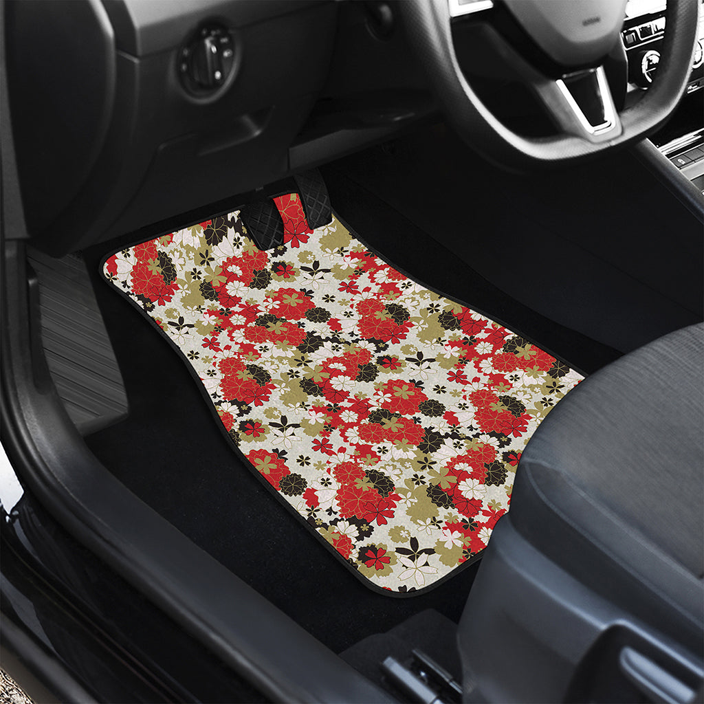 Floral Kimono Pattern Print Front Car Floor Mats