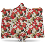 Floral Kimono Pattern Print Hooded Blanket