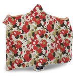 Floral Kimono Pattern Print Hooded Blanket