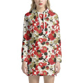 Floral Kimono Pattern Print Pullover Hoodie Dress