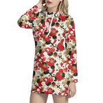 Floral Kimono Pattern Print Hoodie Dress