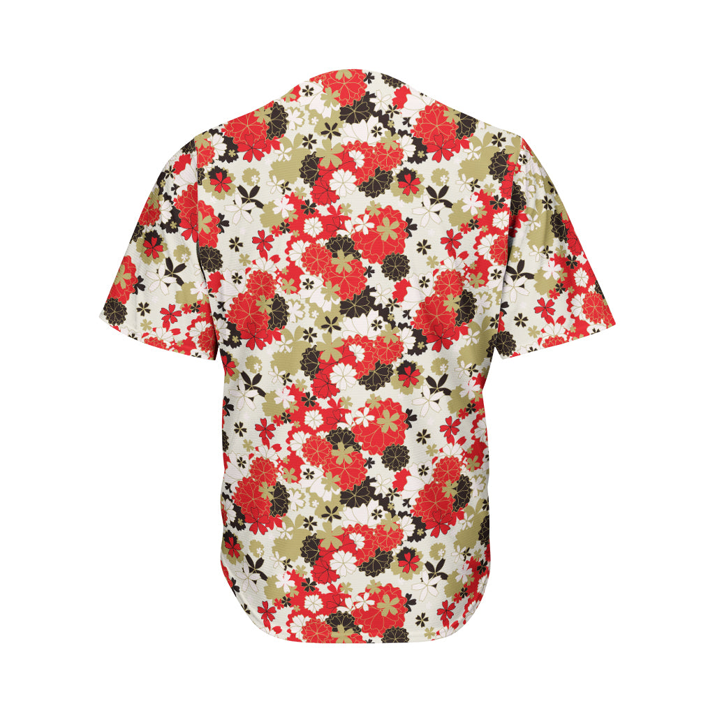 Floral Kimono Pattern Print Men's Baseball Jersey