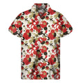 Floral Kimono Pattern Print Men's Short Sleeve Shirt