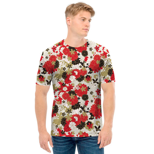 Floral Kimono Pattern Print Men's T-Shirt