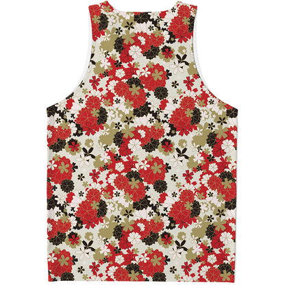 Floral Kimono Pattern Print Men's Tank Top