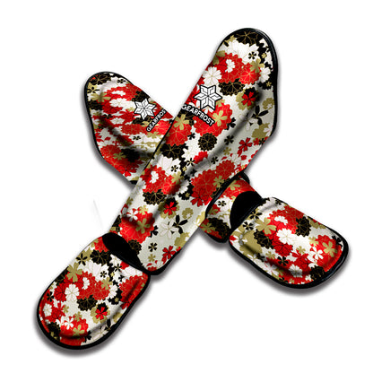Floral Kimono Pattern Print Muay Thai Shin Guard