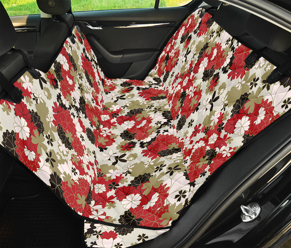 Floral Kimono Pattern Print Pet Car Back Seat Cover