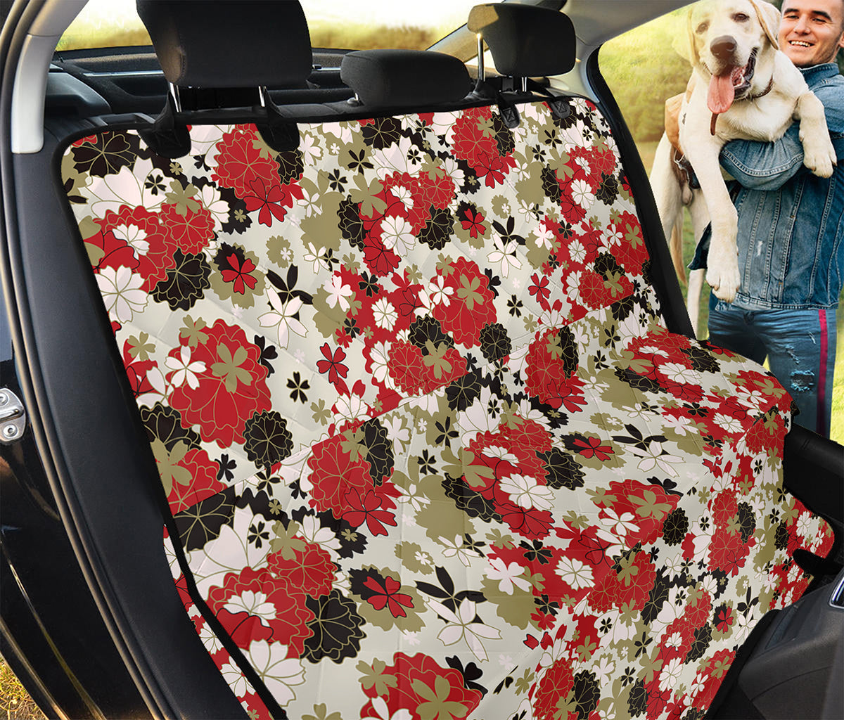 Floral Kimono Pattern Print Pet Car Back Seat Cover