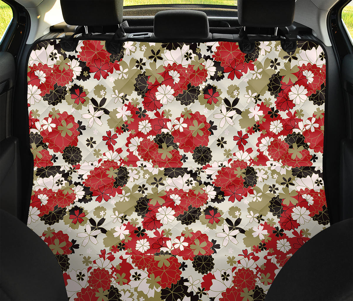 Floral Kimono Pattern Print Pet Car Back Seat Cover