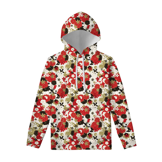 Floral Kimono Pattern Print Pullover Hoodie