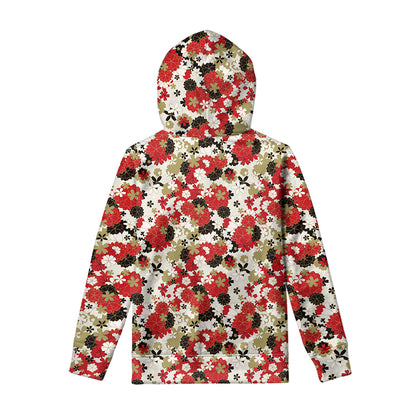 Floral Kimono Pattern Print Pullover Hoodie
