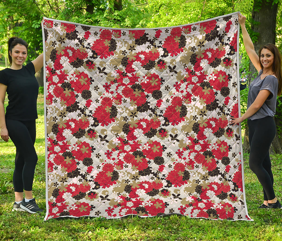 Floral Kimono Pattern Print Quilt