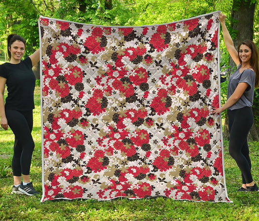 Floral Kimono Pattern Print Quilt