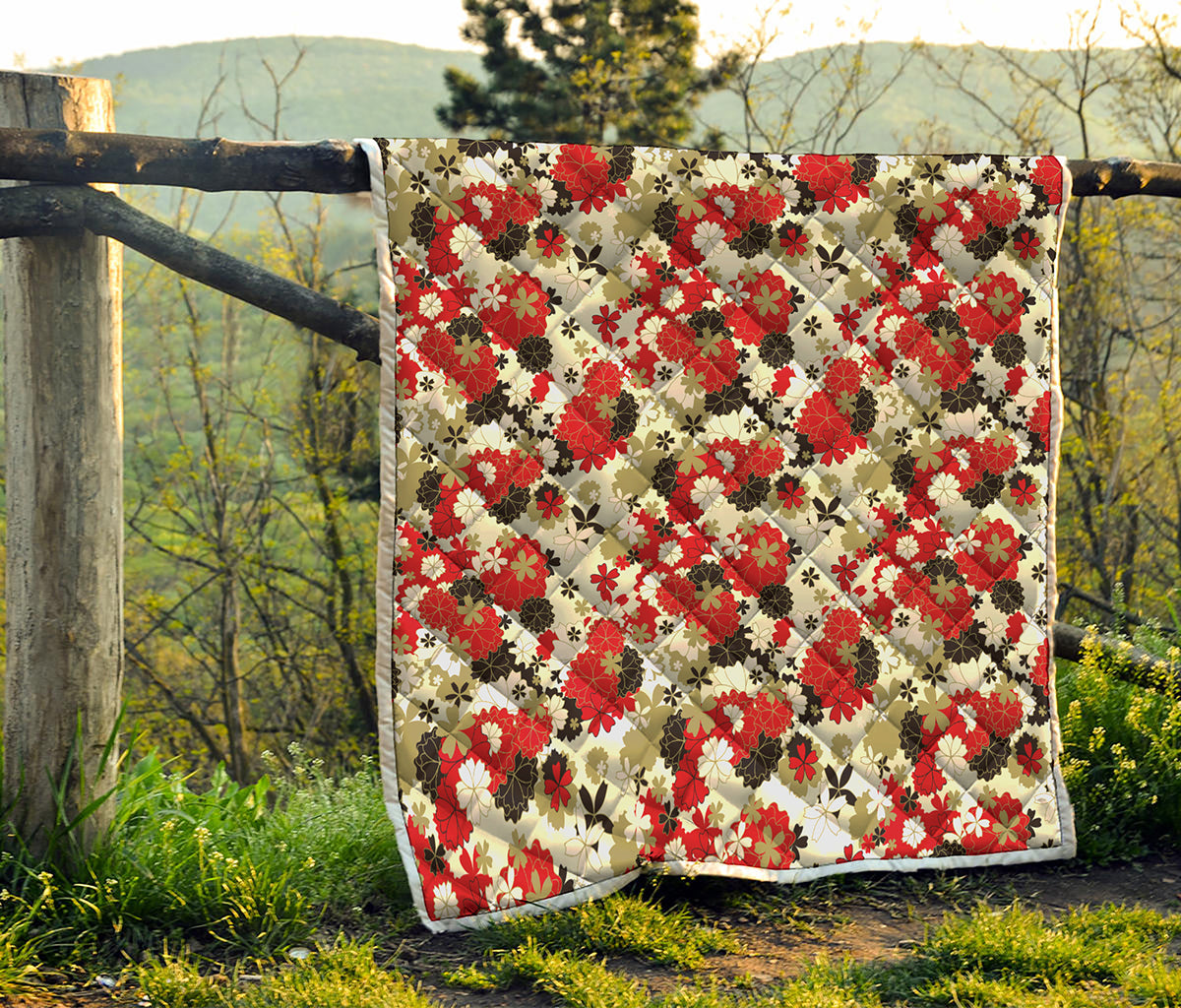 Floral Kimono Pattern Print Quilt