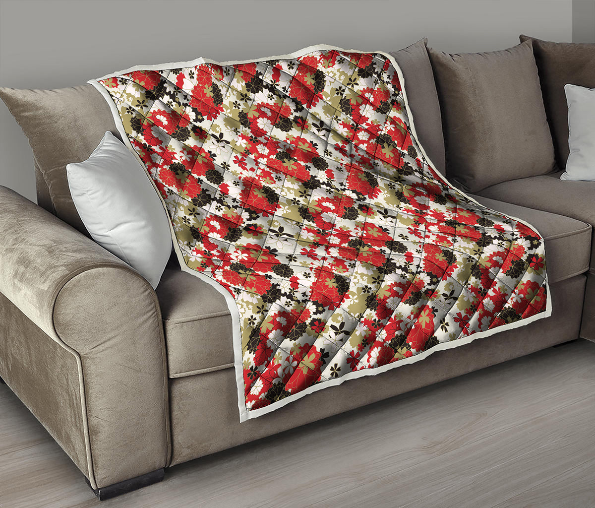 Floral Kimono Pattern Print Quilt