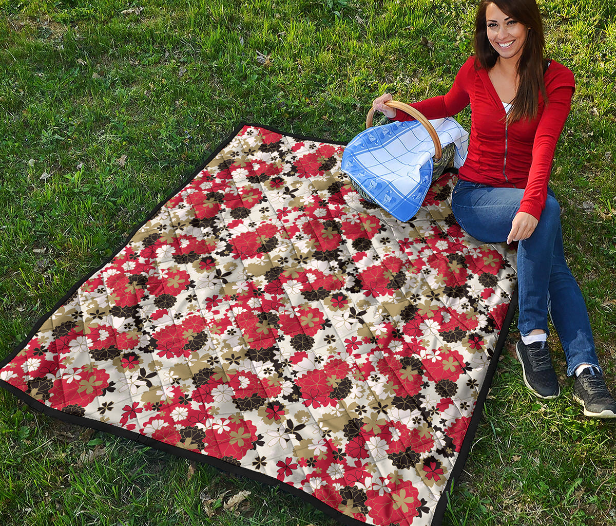 Floral Kimono Pattern Print Quilt