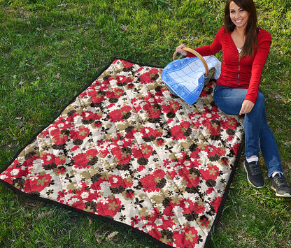 Floral Kimono Pattern Print Quilt