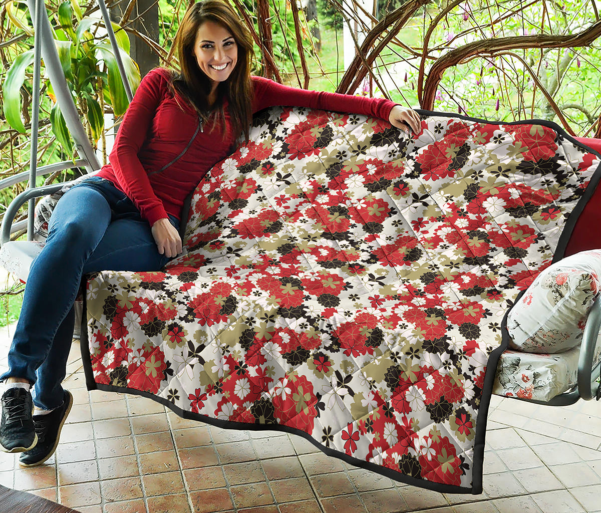 Floral Kimono Pattern Print Quilt