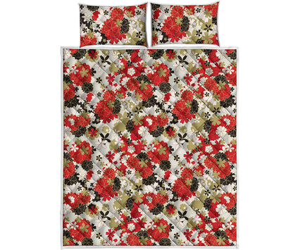 Floral Kimono Pattern Print Quilt Bed Set