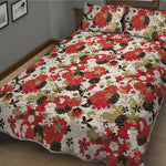Floral Kimono Pattern Print Quilt Bed Set