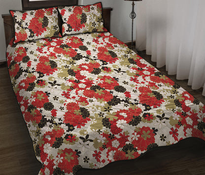 Floral Kimono Pattern Print Quilt Bed Set