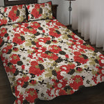Floral Kimono Pattern Print Quilt Bed Set