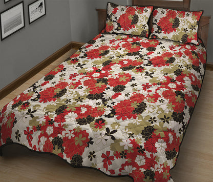 Floral Kimono Pattern Print Quilt Bed Set
