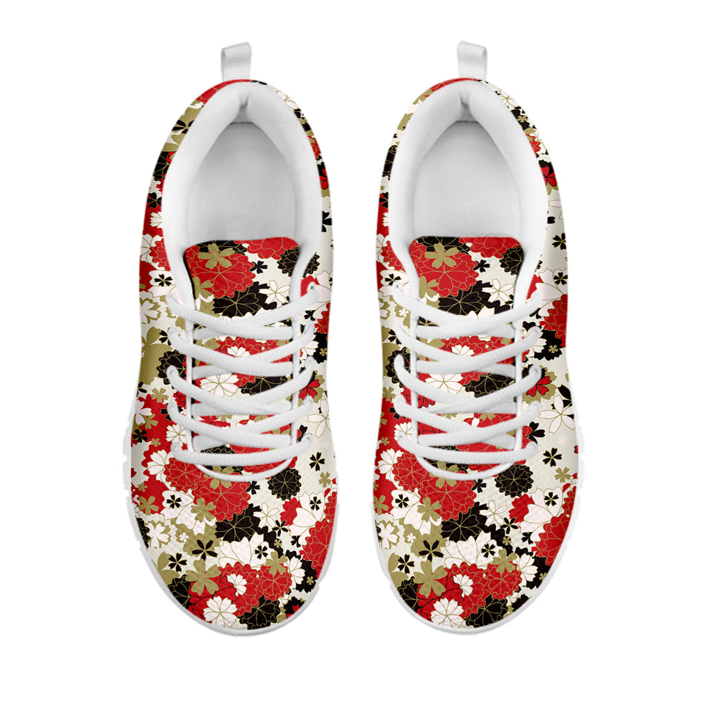 Floral Kimono Pattern Print White Sneakers