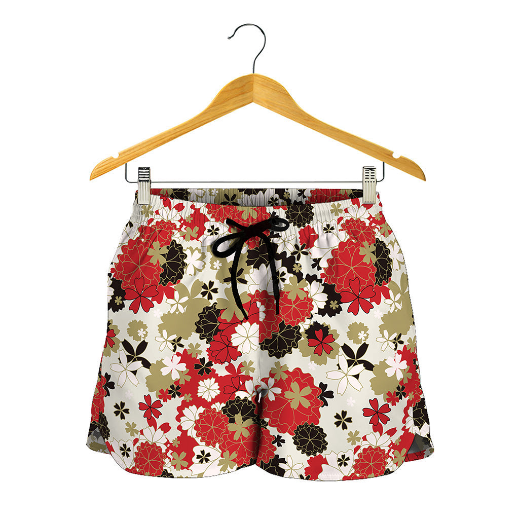 Floral Kimono Pattern Print Women's Shorts