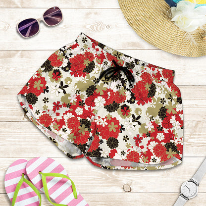 Floral Kimono Pattern Print Women's Shorts