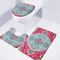 Floral Paisley Mandala Print 3 Piece Bath Mat Set