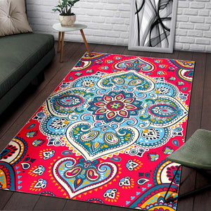 Floral Paisley Mandala Print Area Rug GearFrost