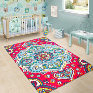 Floral Paisley Mandala Print Area Rug GearFrost