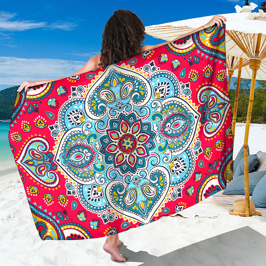 Floral Paisley Mandala Print Beach Sarong Wrap