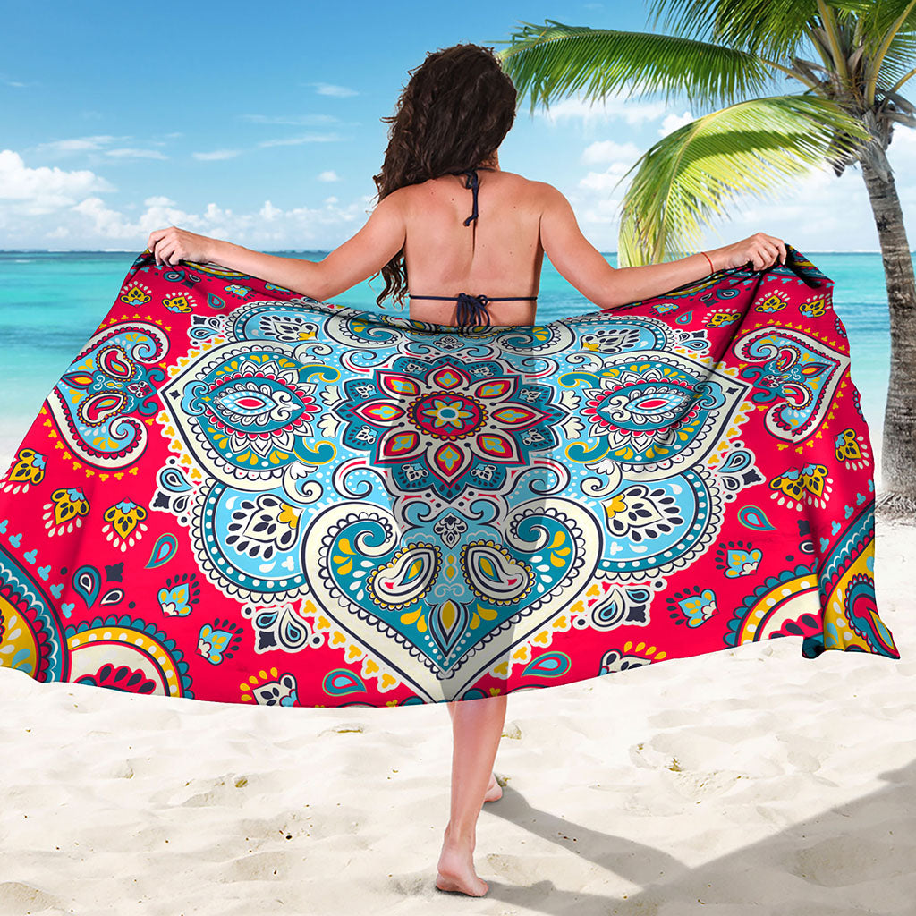 Floral Paisley Mandala Print Beach Sarong Wrap