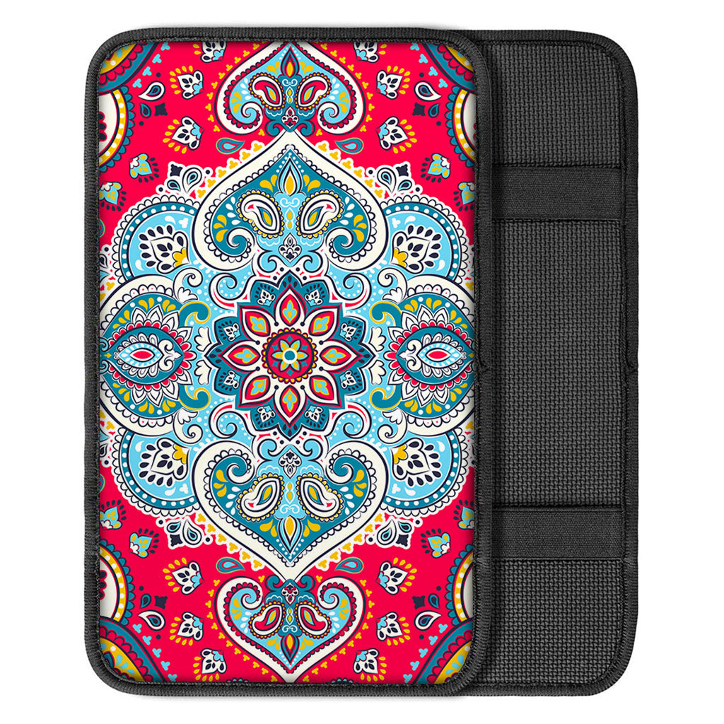Floral Paisley Mandala Print Car Center Console Cover