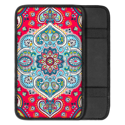 Floral Paisley Mandala Print Car Center Console Cover
