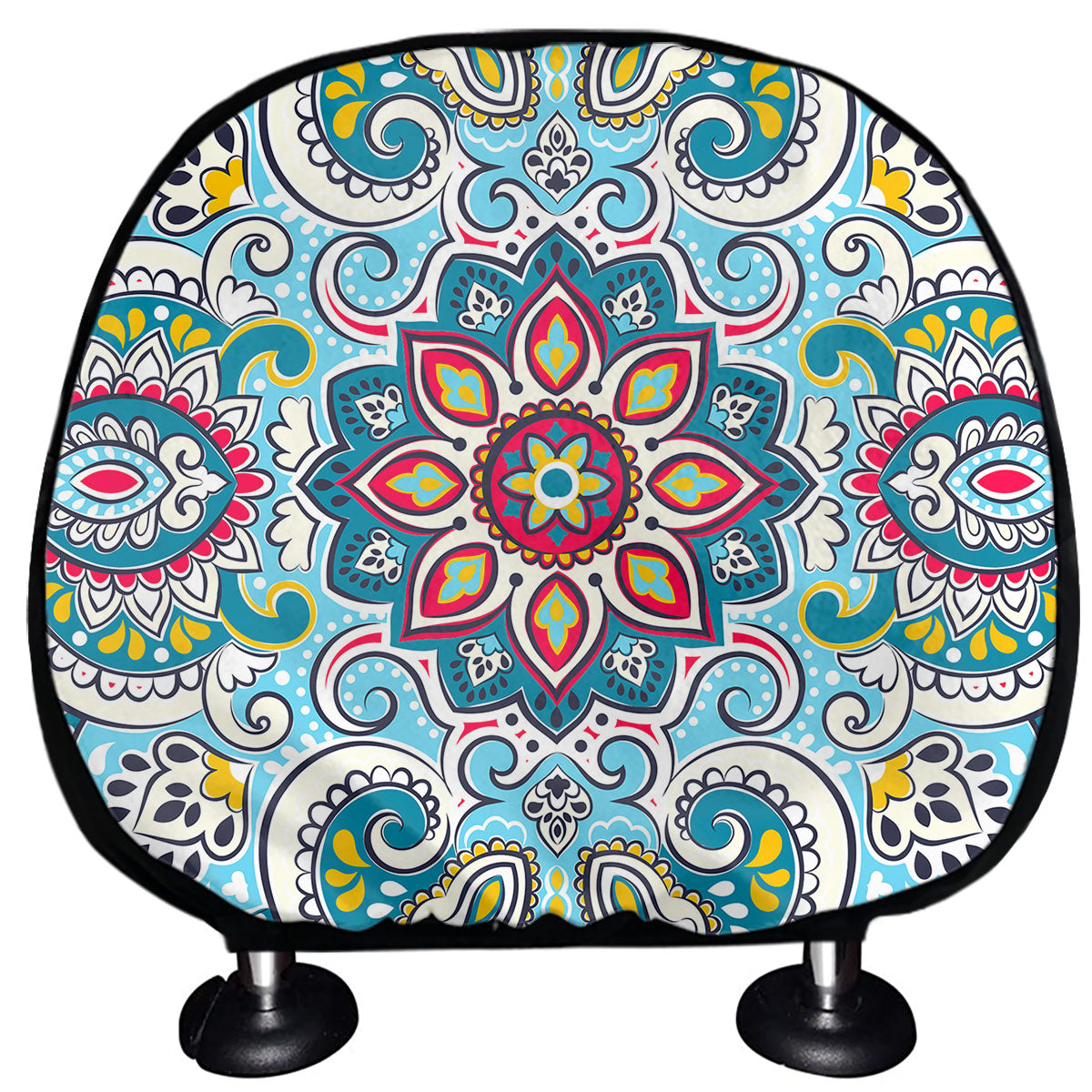 Floral Paisley Mandala Print Car Headrest Covers