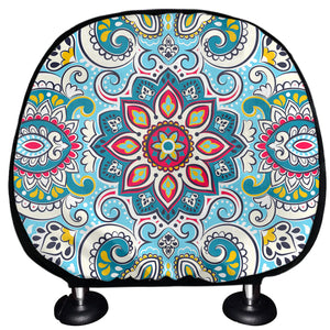 Floral Paisley Mandala Print Car Headrest Covers