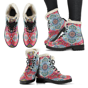 Floral Paisley Mandala Print Comfy Boots GearFrost
