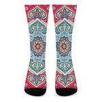 Floral Paisley Mandala Print Crew Socks