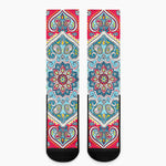 Floral Paisley Mandala Print Crew Socks