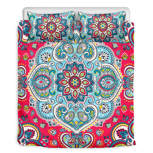 Floral Paisley Mandala Print Duvet Cover Bedding Set