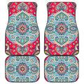 Floral Paisley Mandala Print Front and Back Car Floor Mats