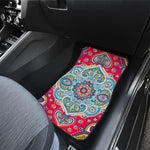 Floral Paisley Mandala Print Front and Back Car Floor Mats