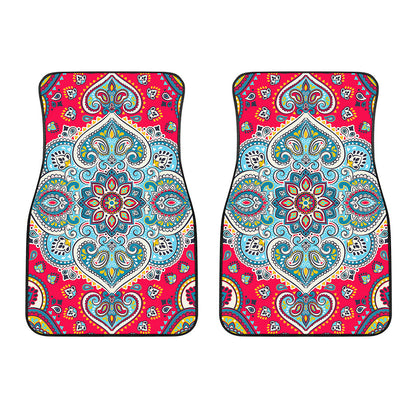 Floral Paisley Mandala Print Front Car Floor Mats