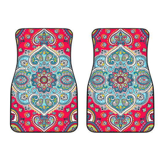 Floral Paisley Mandala Print Front Car Floor Mats